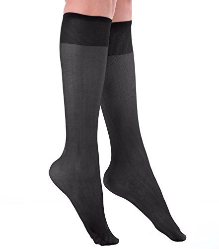 Grandeur Hosiery Women's Ladies Plus Size Queen Sheer Support Knee High Stockings 3-Pack Black 2X