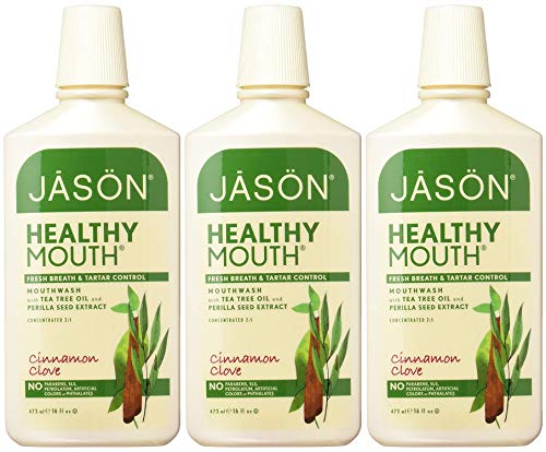 Jason Healthy Mouth Fresh Breath and Tartar Control Mouthwash, Cinnamon Clove, 16 Ounce (Pack of 3)