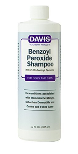 Davis Benzoyl Peroxide Medicated Dog & Cat Shampoo, 12 oz.  Dermatitis and Demodectic Mange, White (DM150 12)