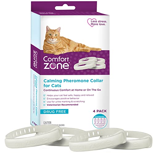 Comfort Zone Cat Calming Collar, 4-Pack; Pheromones to Reduce Scratching, Spraying & More