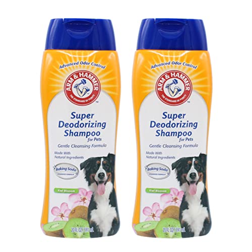 Arm & Hammer for Pets Super Deodorizing Shampoo for Dogs | Best Odor Eliminating Dog Shampoo | Great for All Dogs & Puppies, Fresh Kiwi Blossom Scent, 20 Fl Oz (Pack of 2)