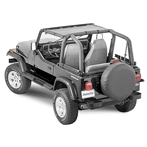 MasterTop Bikini Mesh Top Sunshade - Fits Jeep Wrangler YJ 1987-1995 - Jeep YJ Bikini Top Jeep YJ Sunshade Jeep YJ Mesh Top Jeep YJ Sun Shade Jeep YJ Top Bikini (Black 87-95 Half Top)