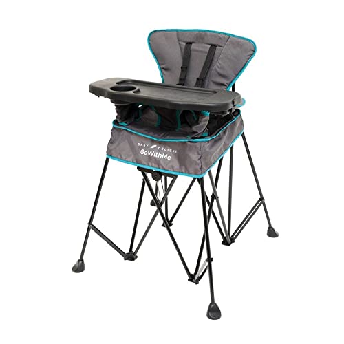 Baby Delight Go with Me Uplift Deluxe Portable High Chair | Indoor and Outdoor | Teal and Grey