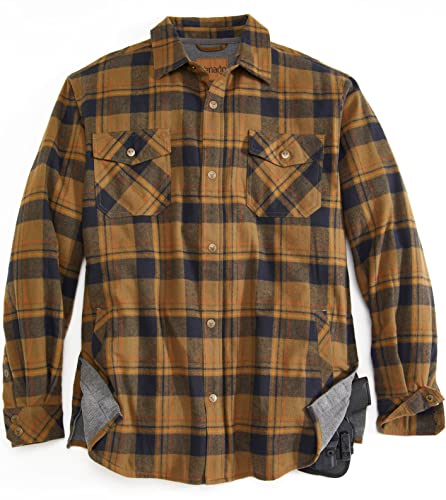 Venado Mens Thermal Lined Flannel Shirt Jacket  Concealed Carry Vent (Rustic, XL)