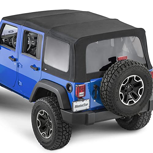 MasterTop Fabric Only Soft Top - Fits Jeep Wrangler JK 4-Door 2010-2018 - Jeep Soft Tops for Wrangler 4 Door Jeep Wrangler Soft Top 4 Door Jeep JKU Soft Top (Fabric Only, Black MasterTwill)