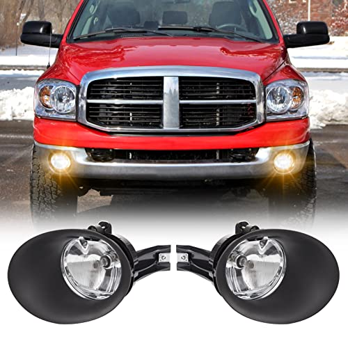 WEZEMLIGHT Fog Light Assembly For 2002-2008 Ram 1500, 2003-2009 Ram 2500, 2003-2010 Ram 3500 Pickup Truck, 2004 Durango 2nd Generation, 2005-2006 Durango Included Switch Black Bezels And Wiring Kit