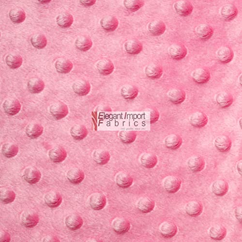 Minky MINKEE Chenille DOT Soft Fabric Cuddle 38 Color 60"W SEW Craft by The Yard (Pink)