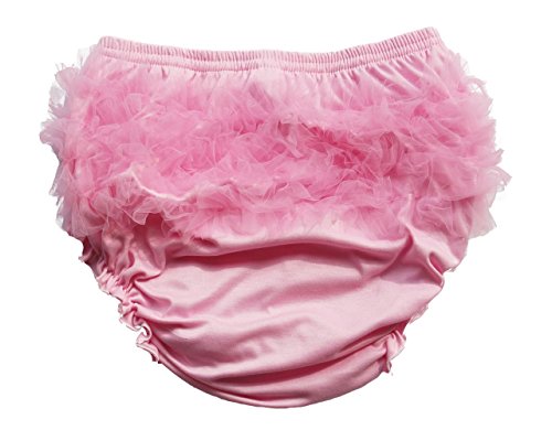 Haian ABDL Girls Ruffle Panties Chiffon Bloomers Diaper Cover (Large, Pink & Pink)