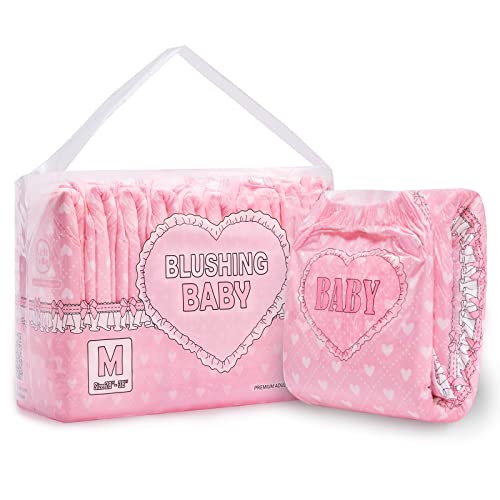 Littleforbig Printed Adult Brief Diapers 10 Pieces - Blushing Baby Pink(M)