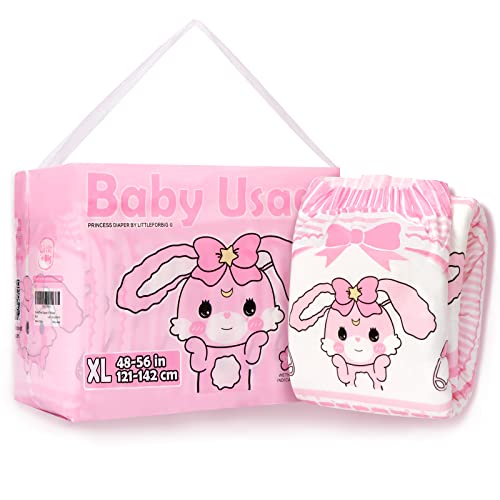 Littleforbig Adult Printed Diaper 10 Pieces - Baby Usagi (X-Large 48"-56")