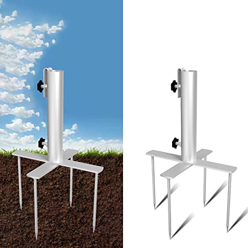 PROTUNE OUTDOORS Patio Umbrella Steel Stand, Beach Umbrella Metal Ground Grass Holder Stands with 4 Forks,Flag Pole Holder,Grass Anchor Ground Spike Base