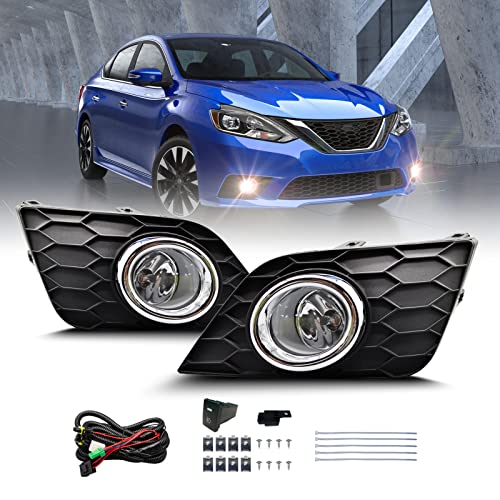 Shocklight Fog Lights Assembly Compatible with 2016 2017 2018 2019 Nissan Sentra/Sylphy Replacement H11 12V 55W Halogen Bulbs Lamps