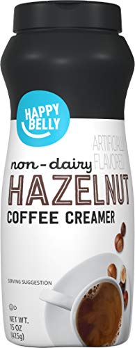 Amazon Brand - Happy Belly Powdered Non-dairy Hazelnut Coffee Creamer, 15 Ounce