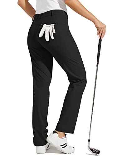 Willit Women's Golf Pants Stretch Hiking Pants Quick Dry Lightweight Outdoor Casual Pants with Pockets Black 16