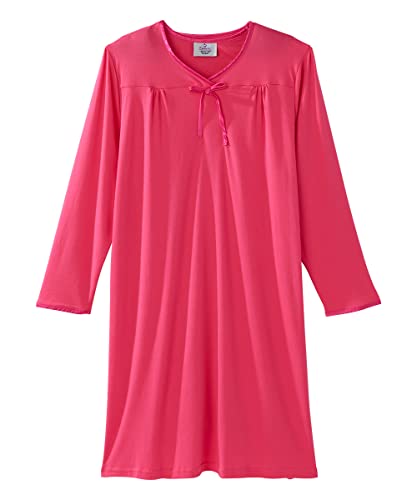 Silvert's Adaptive Clothing & Footwear Open Back Night Gown For Ladies - Assisted Dressing Hospital Gown - Pink LGE