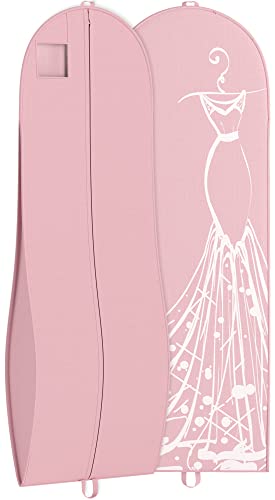 Your Bags Womens Dress and Gown Garment Bag -72x24 and 10 Tapered Gusset Prom Bags (Pink & White Dress Print)