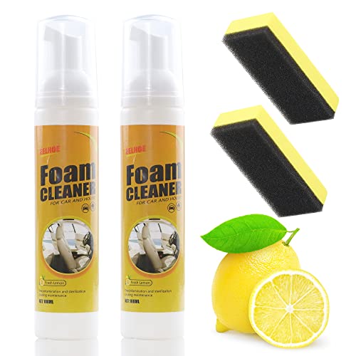 FAFAAWFF Multi Purpose Foam Cleaner for Car, Car Magic Foam Cleaner all Purpose, Removes Odors and Stains, Lemon Scent (2PCS 100ML)