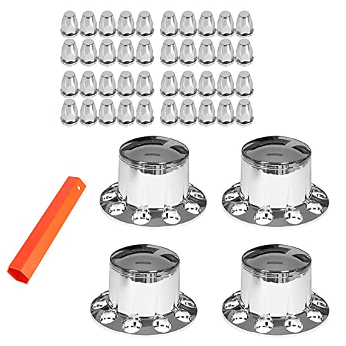 labwork Chrome Rear Wheel Axle Hub Cover Kit 33mm Nut Covers ABS Plastic Set of 4 for 22.5 in & 24.5 in Semi Truck Wheels