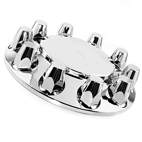 RTRHINOTUNING 1PC Axle Wheel Cover Hub Caps Kit Front Chrome Screw-on Lug Nuts for Semi Truck TR082