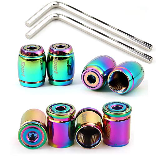 Dsycar Metal Bullet Valve Stem Caps (8 Pack), Anti Theft Design Aluminum Tire Valve Cap Sets with Rubber Ring, Universal Stem Covers for Cars, Motorcycles, Bicycles, Lock Tight Fit (Colorful)