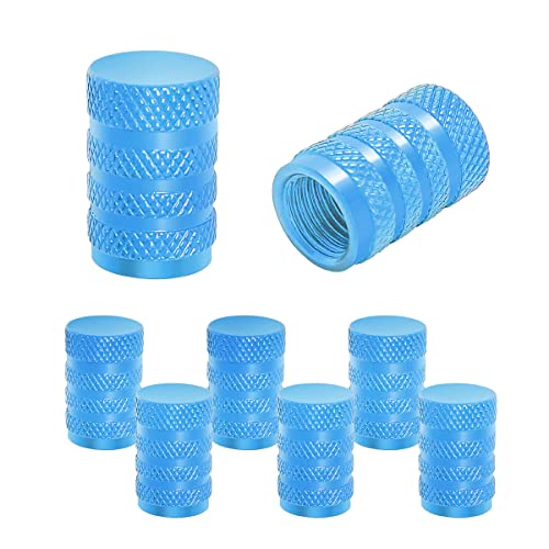 Aluminum Alloy Tire Valve Stem Caps, 8 Pcs Universal Car Wheel Tire Valve Caps, Universal Stem Covers for Cars Trucks Motorcycles SUVs and Bikes, Car Wheel Tire Exterior Accessories (Light Blue/8PCS)