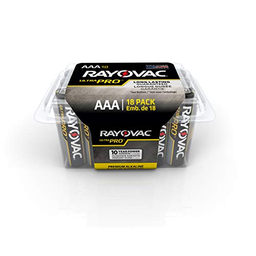 Rayovac Batteries ALAAA-18PPJ UltraPro Industrial Alkaline Battery, AAA Size, Standard, Black (Pack of 18)