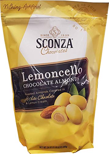 Sconza large Pouch Confections Lemoncello Almonds Zipper Pouch, 24 ounce (2 Packs)
