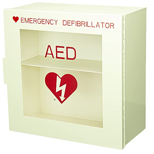 Non Alarmed AED Defibrillator Wall Mounted Storage Cabinet - 14.1'' x 7'' x 13.75'' Steel AED Holder Defibrillator Cabinet for Emergency at Home, Office, Warehouse, and Nursing Home