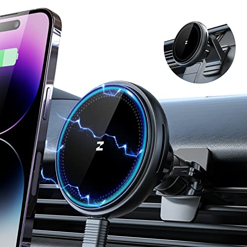 [Strongest Magnet Power] Magnetic Wireless Car Charger Mount,Mag-Safe Car Charger Dashboard & Air Vent Phone Mount Compatible iPhone 14/14 Plus/14 Pro/14 Pro Max/13 Pro Max/13/12 Pro Max/12 Mini