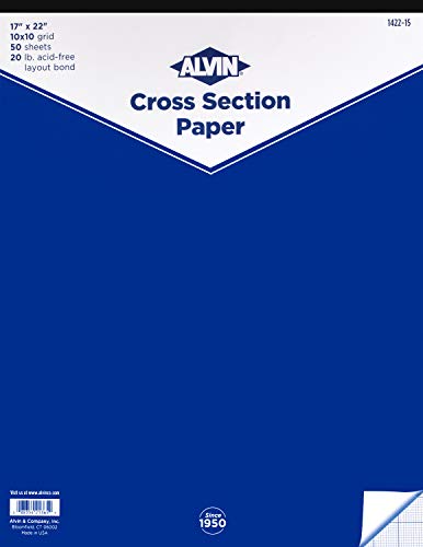 ALVIN Quadrille Paper Pad 50 Sheets of 17" x22" Model 1422-15 Drafting and Graph Paper, Suitable for Pencil and Ink, Printer Compatible, 10" x 10" Grid - 50 Sheet Pad, 17 x 22 Inch