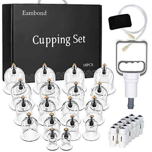 Eambond Cupping Set, Cupping Therapy Sets Massage Back, Pain Relief, Physical Therapy, Chinese Cupping kit with Vacuum Pump - Massage Cupping Cup for Massage TherapistsImprove Your Health & Wellness