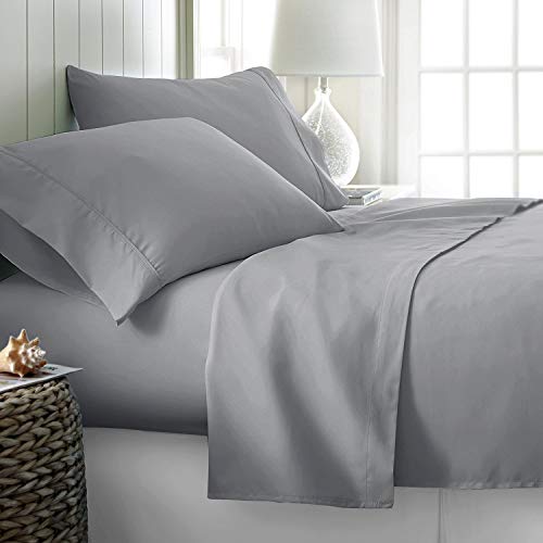 Ossam Linen California King Size Sheets Luxury Soft 600-TC Egyptian Cotton Sheet Set Cal-King (72x84) Fits 10-12 Inch Deep Pocket (Solid, Silver Grey)