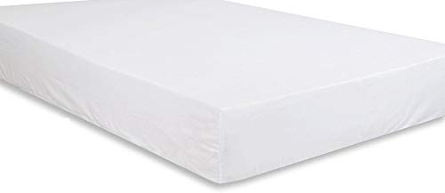 Mlv Linen 1-Piece Fitted Sheet/Bottom Sheet Fit up to 10'' Deep Pocket Solid Pattern Egyptian Cotton 400 Thread Count. (Queen, White)