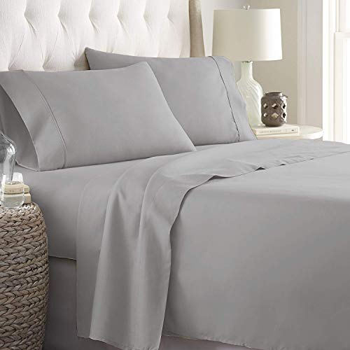 AMAY 500 Thread Count Sheet Set fits Upto 10-12 Inches Deep Pocket 100% Egyptian Cotton Full Bed Size, Silver/Light Grey Solid (Fitted Sheet, Flat Sheet, Pillow Cases)