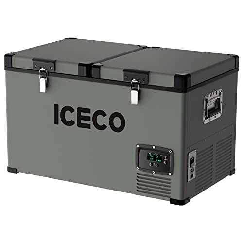 ICECO VL60 Dual Zone Portable Refrigerator with SECOP Compressor, 60 Liters Platinum Compact Refrigerator, DC 12/24V, AC 110-240V, 0 to 50, Home & Car Use (with Insulated Cover)