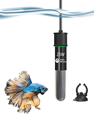 AquaMiracle 25W Small Aquarium Heater Submersible Fish Tank Heater Betta Heater, Easy Operation with Preset Temperature 78(26), for Tanks up to 5 Gallon