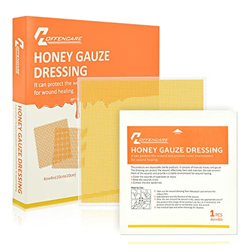 Honey Wound Dressing, 4" X 4" Manuka Honey Wound Care, Medical Grade Honey Burn Pads for Wound Healing Faster from Minor Abrasions, Burns, Cut and Laceration, Burn Dressing Drug Free (10 PCS)