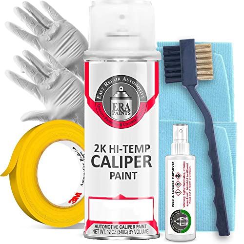 ERA Paints Red Brake Caliper Paint Kit With Omni-Curing Catalyst Technology - 2K Aerosol Glossy Finish High Temp Resistance And Extreme Durability Against Color Fade And Chemicals Like Brake Fluid