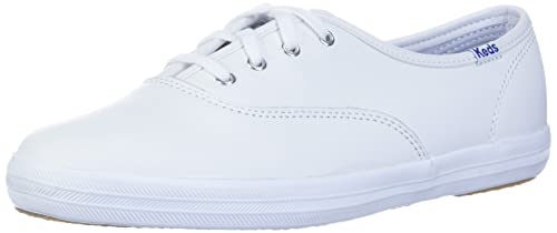 Keds Women's Champion Original Leather Lace-Up Sneaker, White Leather, 8.5 S US