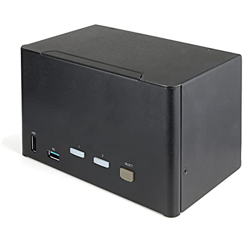 StarTech.com 2 Port Quad Monitor DisplayPort KVM Switch - 4K 60Hz UHD HDR - Desktop 4K DP 1.2 KVM with 2 Port USB 3.0 Hub (5Gbps) & 4X USB 2.0 HID Ports, Audio - Hotkey Switching - TAA (SV231QDPU34K)