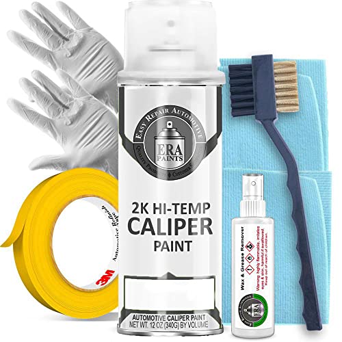 ERA Paints Black Brake Caliper Paint Kit With Omni-Curing Catalyst Technology - 2K Aerosol Glossy Finish High Temp Resistance And Extreme Durability Against Color Fade And Chemicals Like Brake Fluid