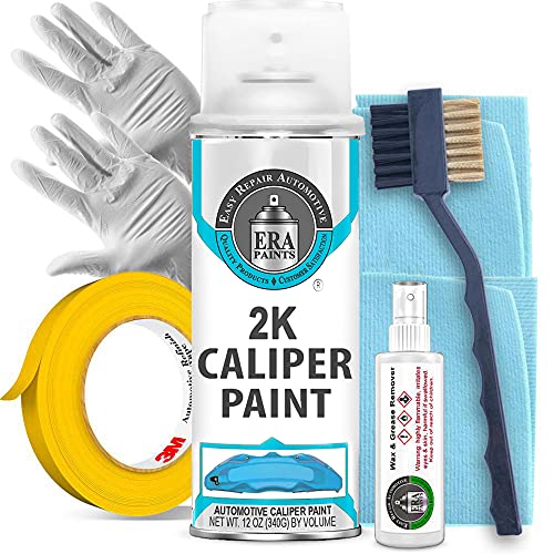 ERA Paints Blue Brake Caliper Paint Kit With Omni-Curing Catalyst Technology - 2K Aerosol Glossy Finish High Temp Resistance And Extreme Durability Against Color Fade And Chemicals Like Brake Fluid