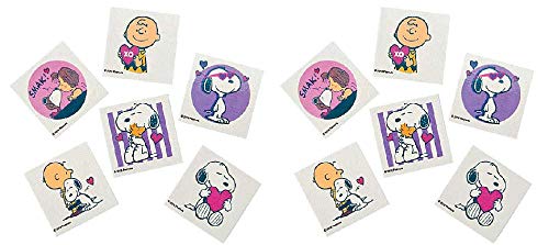 Peanuts Charlie Brown Snoopy Peppermint Patty Valentine's Day Love Hearts Temporary Tattoos, Set of 12