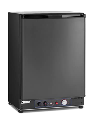 Propane Refrigerator 2.1 Cu.Ft, Camper Refrigerator 12 V/110V/Gas LPG, Quiet Rv Fridge 3 Way for Semi Truck, Truck, Camper Van, Rv, Garage, Black