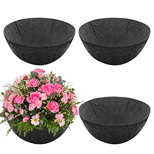 Riare 4 Pack 12 Inch Round Fabric Planter Basket Liner- Durable Hanging Basket Liners Replacement Coco Fiber Liner Alternative for Hanging Basket Flowers (Prevent Birds from Nesting)