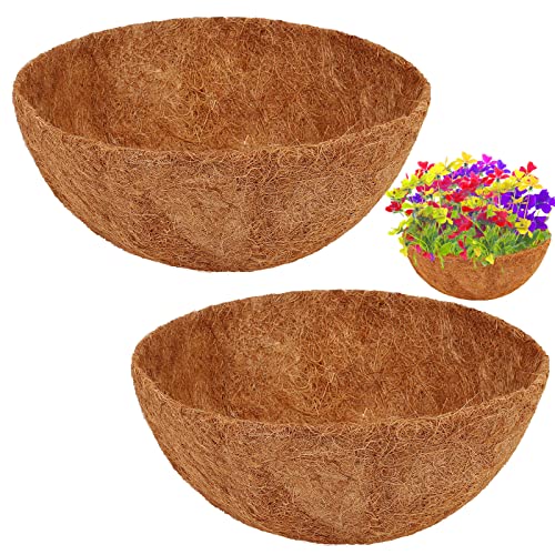 2 Pcs 14 Inch Coconut Liners for Planters, Coco Liner, Hanging Basket Liners, Coconut Planter Liners, Coco Liners for Planters, Basket Liners for Wire Baskets, Coco Liners for Planters 14 Inch, 2 Pcs