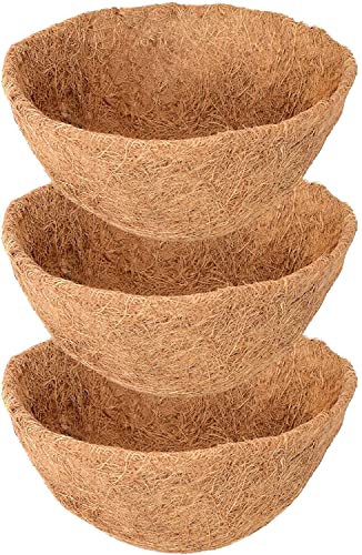 Legigo 3 Pack 12 Inch Hanging Basket Coco Liners Replacement, 100% Natural Round Coconut Coco Fiber Planter Basket Liners for Hanging Basket Flowers/Vegetables