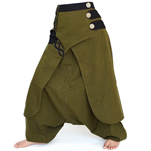 Siamrose Harem Pants Women Men Boho Hippie Baggy Gypsy Pants, One Size (Green)