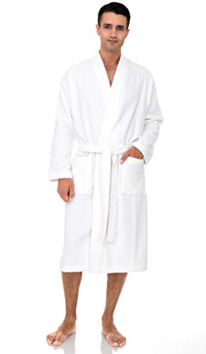 TowelSelections Mens Robe, Cotton Terry Cloth Bathrobe, Soft Bath Robe for Men Small/Medium White