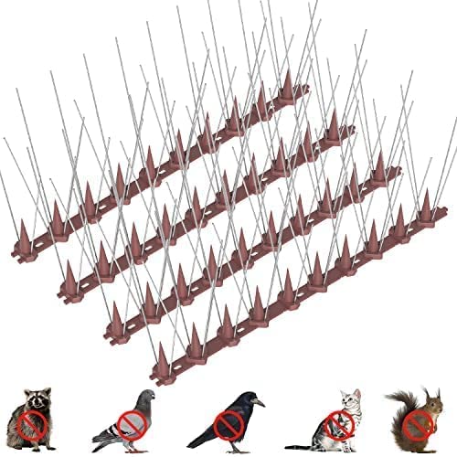 BORHOOD Bird Spikes, 16 Pack Bird Deterrent Spikes, Bird Repellent Devices Outdoor, Bird Spikes for Pigeons and Other Small Birds, Cats Squirrels Raccoons for Fence Roof Windowsill